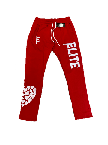 ELITE High Fashion "Real LOVE Is ELITE" Red Oversized SweatPants