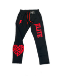 ELITE High Fashion "Real LOVE Is ELITE" Black/Red Oversized SweatPants