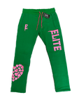 ELITE High Fashion "Real LOVE Is ELITE" Green/Pink Oversized SweatPants