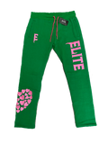 ELITE High Fashion "Real LOVE Is ELITE" Green/Pink Oversized SweatPants