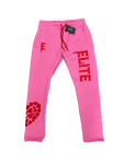 ELITE High Fashion "Real LOVE Is ELITE" Pink/Red Oversized SweatPants