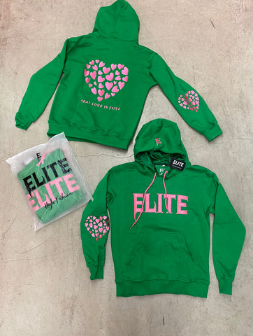 Green & Pink "Real LOVE is ELITE" Luxury Hoodie (Oversized)