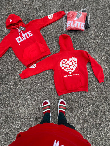 Red "Real LOVE is ELITE" Luxury Hoodie (Oversized)