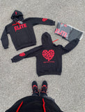 Black/Red "Real LOVE is ELITE" Luxury Hoodie (Oversized)